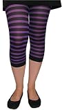 Lightweight Purple Stripe Knee Length Leggings by Dance in Paris