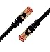 IBRA® 6 Feet CAT 7 RJ45 Ethernet LAN Network Cable CAT7 (Advanced) / 10Gbps 600MHz / S/STP Molded Network/Gold Plated Plug STP Wires/Ethernet Patch LAN Router Modem/Black Round