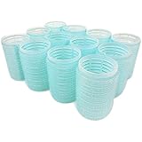 12pc x 40mm (1-1/2") Self Grip Velcro Hair Rollers Pro Salon Hairdressing Curlers Large Blue Color