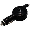 RM スマートフォン対応 microUSBケーブル巻き取り式 車載シガーソケット充電器 その他USBケーブルも接続可能 RM-DC2321BK