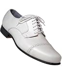 Aris Allen Mens White Leather Oxford Captoe Dance Shoes with Leather Soles