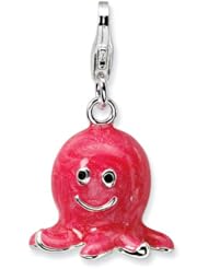 Sterling Silver 3 D Enameled Octopus with Lobster Clasp Charm