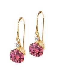 1.82 Ct Round Pink Diamond White Sapphire 14K Yellow Gold Earrings