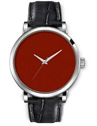 SPRAWL Aanalog Fashion Series Silver Ladies Watches of Genuine Black Leather Strap,Unique Wrist Watch for Women Girls Designed with red background
