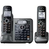 Panasonic KX-TG7642M DECT 6.0 Link-to-Cell via Bluetooth Cordless Phone with Answering System, Metallic Gray, 2 Handsets