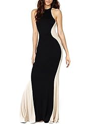 Cocktail Halter Sleeveless Cotton/Polyester/Spandex Colorblocking Club Dress/Evening Dress/Prom Dress/Party Dress/Maxi Dress 
