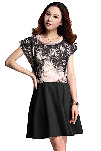 (Goldjapan)ゴールドジャパン 大きいサイズ レディース レイヤードシフォンワンピース 切り替え プリント 半袖 半そで 七分袖 7分袖 ミニワンピース ミニ丈ワンピース ミニワンピ チュニック Aライン 体型カバー フォーマル パーティー ドレス 結婚式 二次会 入学式 入園式 カジュアル エレガント きれいめ ワンピ エレガント mf3561