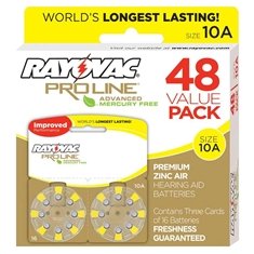 Rayovac Proline Advanced Size 10 Hearing Aid Batteries (48 Pack)