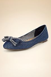 Round Toe Bow Denim Pumps