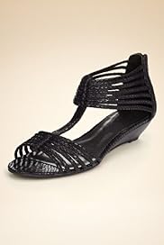 Open Toe Strappy Snakeskin Print Wedge Shoes