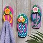 Flip Flop Sandal Wall Decor Plaque Hooks Rack Set 3