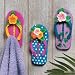Flip Flop Sandal Wall Decor Plaque Hooks Rack Set 3