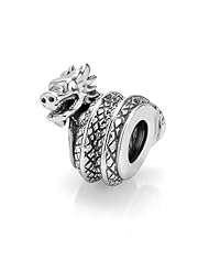 Chuvora Sterling Silver Dragon Bead Charm Fits Pandora Bracelet