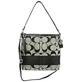 COACH SIGNATURE STRIPE CONVERTIBLE SHLDER BAG 13674 BK/White