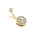 14K Gold Plated Crystal Gem Clear Rhinestone Belly Ring 14G