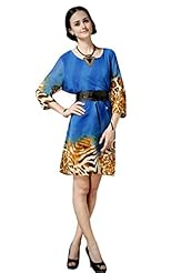 Lace Belted Chiffon Cocktail Leopard Print  Shirt Party Dress/Jumper 