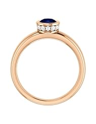 10K Rose Gold 7.00x5.00mm Oval Cut Sapphire and Diamond Ring -- LIFETIME WARRANTY