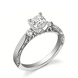 0.92 Carat Antique Style Diamond Engagement Ring Wedding Ring on 10k White Gold