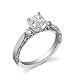 0.75 Carat Princess Antique Style Diamond Engagement Ring on 14k White Gold