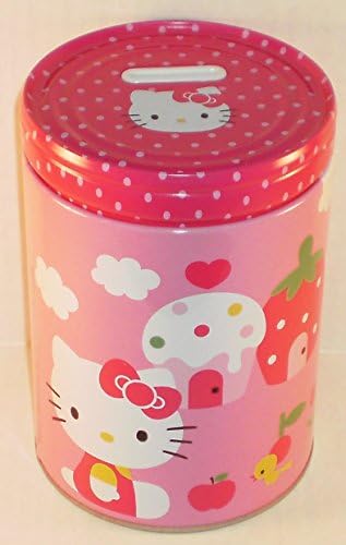 Round Tin Bank - Hello Kitty - Red Star &amp; Bows