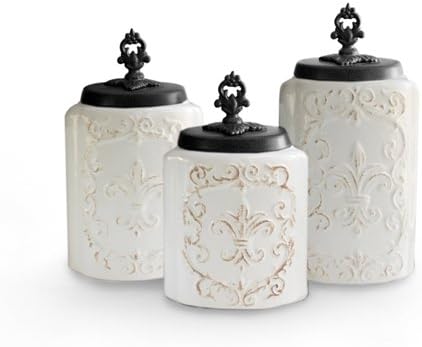 Jay Import 1182139-RB American Atelier Antique Canisters - White, Set of 3