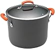 Rachael Ray Hard Anodized II Nonstick Dishwasher Safe Stockpot, 10-Quart, Orange