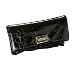 Women Kenneth Cole Black Patent Clutch with Coin Purse