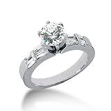 0.75 Ct Diamond Engagement Ring 14k White Gold Solitaire Round Cut Baguette Channel
