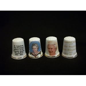 H M Queen Elizabeth II Diamond Jubilee China Thimble Set 1952-2012