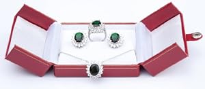 Stunning 3 piece Swarovski Crystal Emerald Set Comprising Ring, Necklace & Earrings, Classy, Sophisticated And Finished To An Outstanding Quality. Beautifully Boxed.