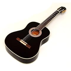 4/4 Akustik Klassik Konzert Gitarre in Schwarz mit Palisander Griffbrett + Ersatzsaiten + Plektrum