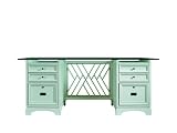 Stanley Furniture Continuum Glass Top Wood Desk in Ocean