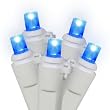 Set of 20 Battery Operated Blue LED Wide Angle Christmas Lights White Wire