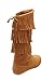 Link Candice-16Ka Girls Mid Calf 3 Layer Fringe Boots,Tan,9