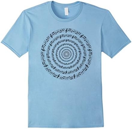 Men's Music Notes Spiral Vortex T-Shirt Medium Baby Blue