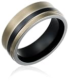 8mm Grey & Black Titanium Wedding Band