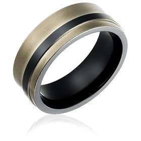 8mm Grey & Black Titanium Wedding Band