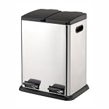 Dual Compartment Step-On Recycling Bin - Stainless Steel