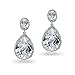 Bling Jewelry Silver Tone Vintage Pear Oval CZ title=