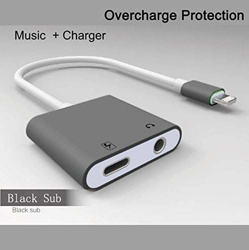 2 in 1 Lightning Adapter for iPhone 7,Charger and 3.5mm Earphone Jack Cable Adapter with Overcharge Protection for iPhone 7 7 Plus 6S 6 iPad iPod