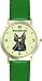 Scottish Terrier (SC) Dog - WATCHBUDDY&reg; DESIGNER DELUXE TWO-TONE THEME WATCH - Arabic Numbers-EMERALD ISLE STYLE - Light Green Dial with Green Leather Strap-Size-Large ( Men's Size or Jumbo Women's Size )