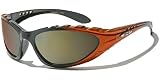 X-Loop Lunettes de Soleil - Sport - Cyclisme - Ski - Conduite - Motard / Mod. 2153 Orange Noir / Taille Unique Adulte / Protection 100% UV400
