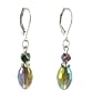 Earrings - E181 - Fire Polished Glass - Oval Rice Shape ~ Black Diamond AB