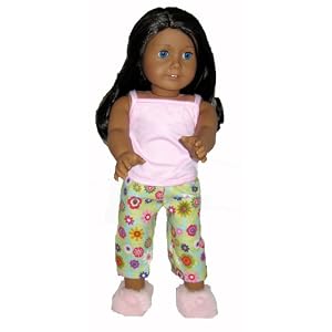 PJs for the 18 American Girl Doll, these Floral Pattern Peace Pajamas are Capris length... by Red Truck Doll Clothes