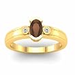 14K Yellow Gold Smoky Quartz and Diamond Ring