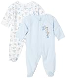 ABSORBA Baby-Boys Newborn 2 Pack Seamless Footies, Blue/White, 3/6