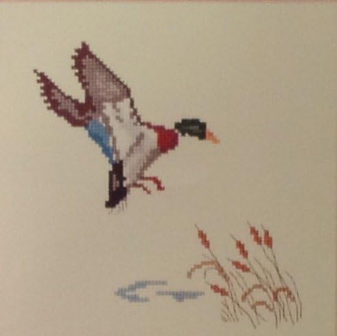Vintage 1985 Dale Burdette FLYING MALLARD WITH CATTAILS Country Cross Stitch Kit - 7x7 Inches