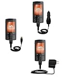 Deluxe Kit for the Sony Ericsson w960i includes a USB cable with Car and Wall Charger - Gomadic Brand w/ TipExchange Technology