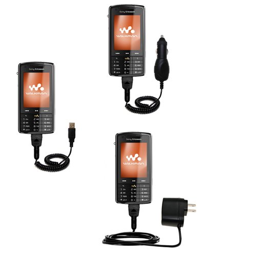 Deluxe Kit for the Sony Ericsson w960i includes a USB cable with Car and Wall Charger - Gomadic Brand w/ TipExchange Technology