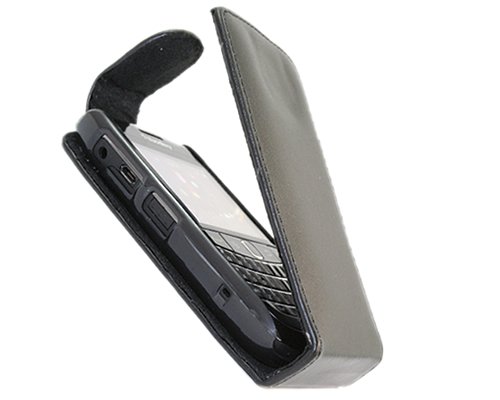 iTALKonline BLACK FlipMatic Easy Clip On Vertical Flip Pouch Case Cover with Holder for iTALKonline BLACKBerry 9700 Bold - 9780 Onyx